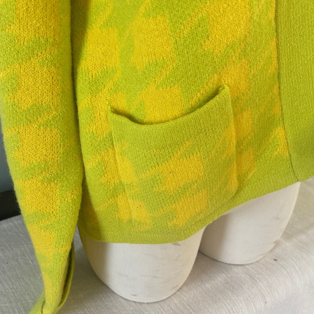 JODIFL Bright Yellow houndstooth open Cardigan - Picture 3 of 6